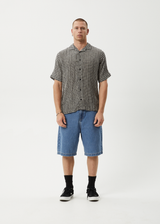 AFENDS Mens Asta - Seersucker Regular Shirt - Steel Check - Afends mens asta   seersucker regular shirt   steel check
