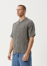 AFENDS Mens Asta - Seersucker Regular Shirt - Steel Check - Afends mens asta   seersucker regular shirt   steel check