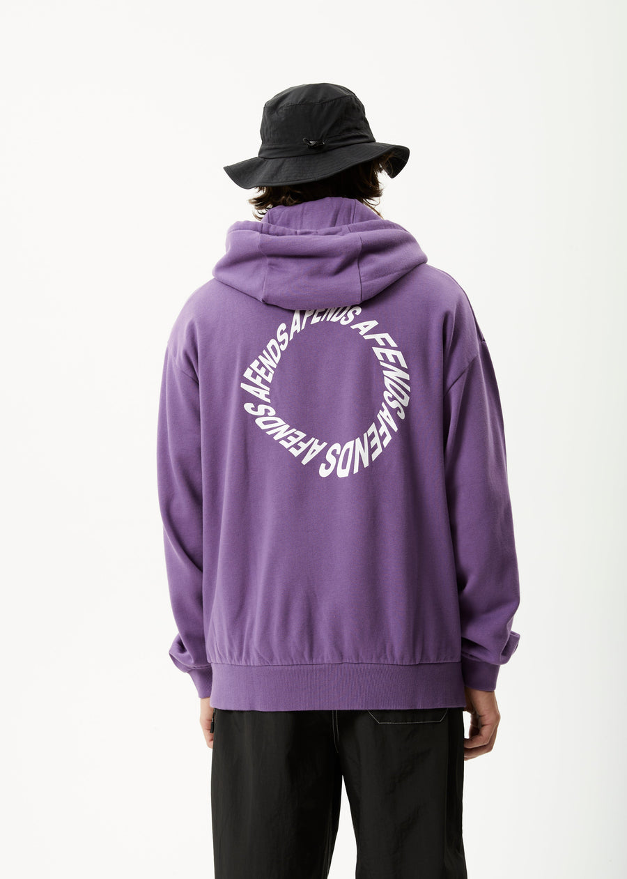 AFENDS Mens Vinyl - Logo Hoodie - Faded Purple 