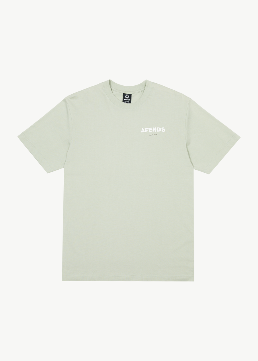 AFENDS Mens Questions - Graphic Retro Tee - Eucalyptus