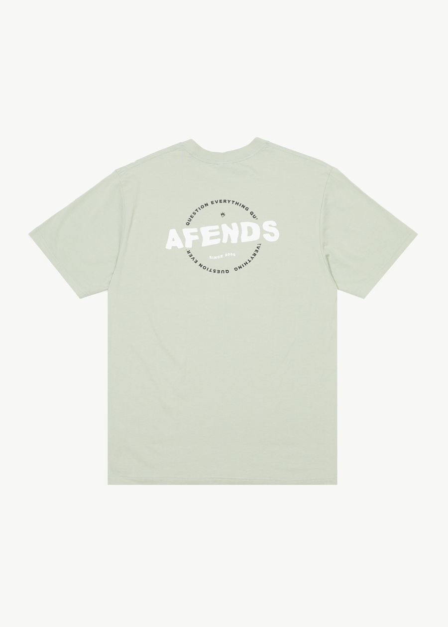 AFENDS Mens Questions - Graphic Retro Tee - Eucalyptus