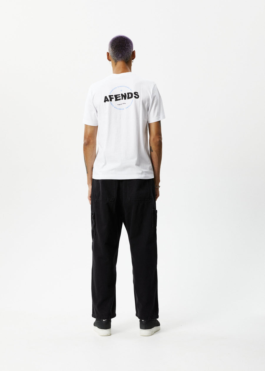 AFENDS Mens Questions - Graphic Retro Tee - White