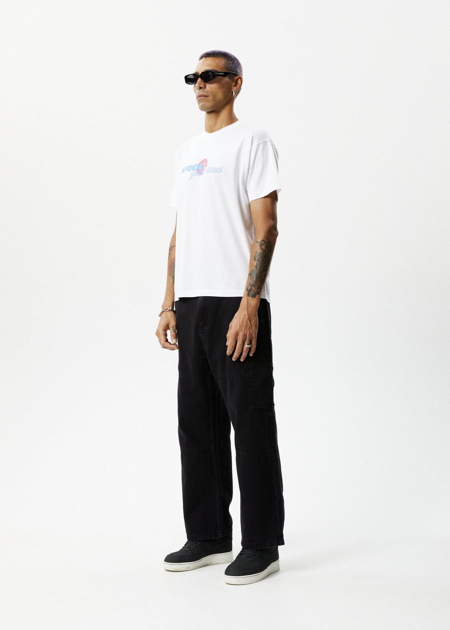 AFENDS Mens Good Times - Graphic Boxy Tee - White