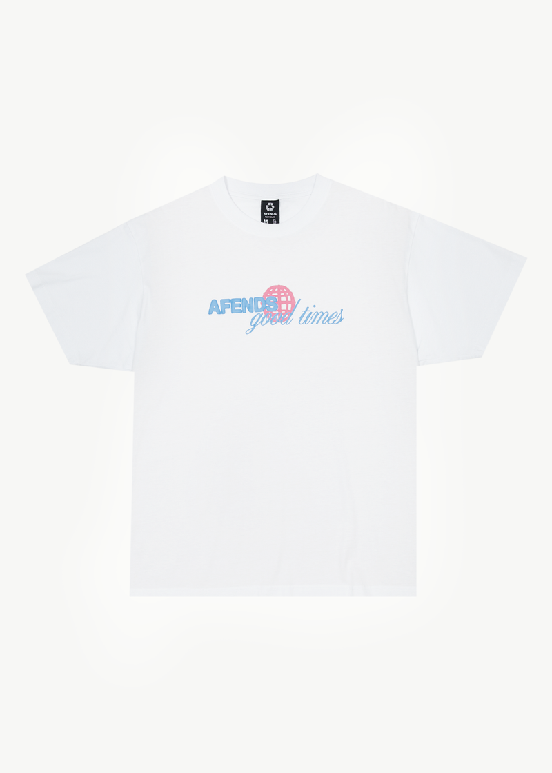 AFENDS Mens Good Times - Graphic Boxy Tee - White