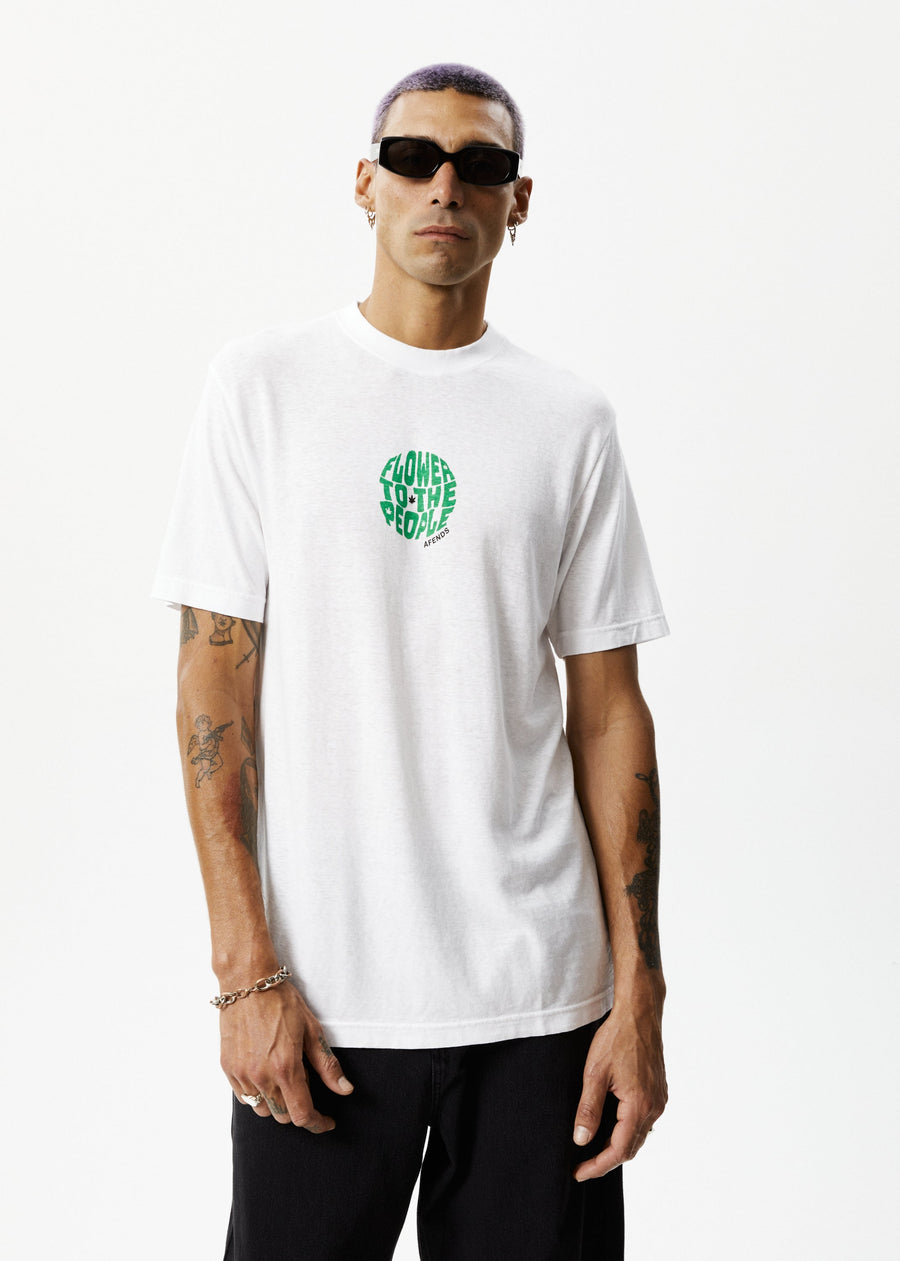 AFENDS Mens Circular - Graphic Retro Tee - White