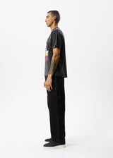 AFENDS Mens Under Pressure - Graphic Boxy Tee - Stone Black - Afends mens under pressure   graphic boxy tee   stone black