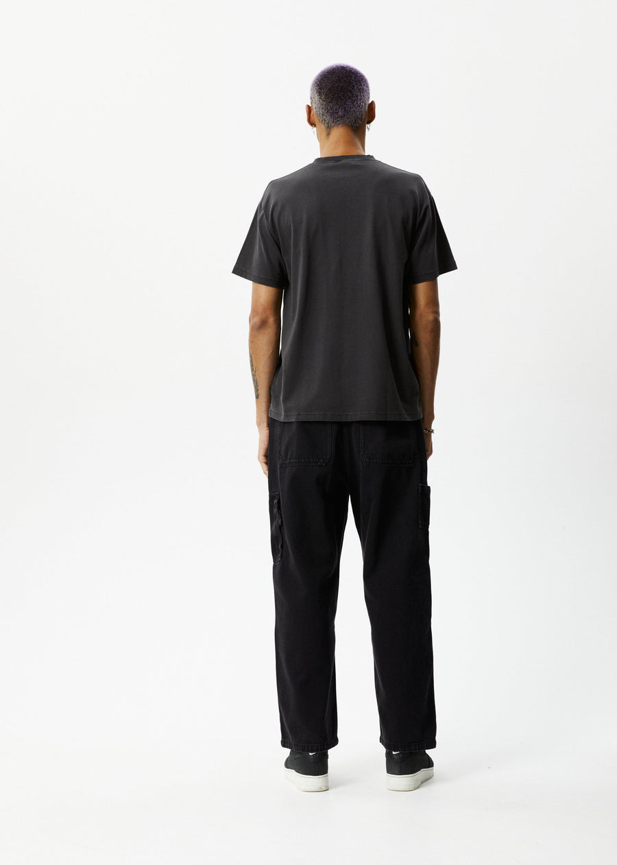 AFENDS Mens Under Pressure - Graphic Boxy Tee - Stone Black