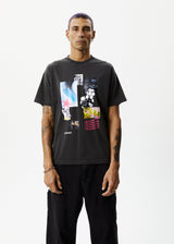 AFENDS Mens Under Pressure - Graphic Boxy Tee - Stone Black - Afends mens under pressure   graphic boxy tee   stone black