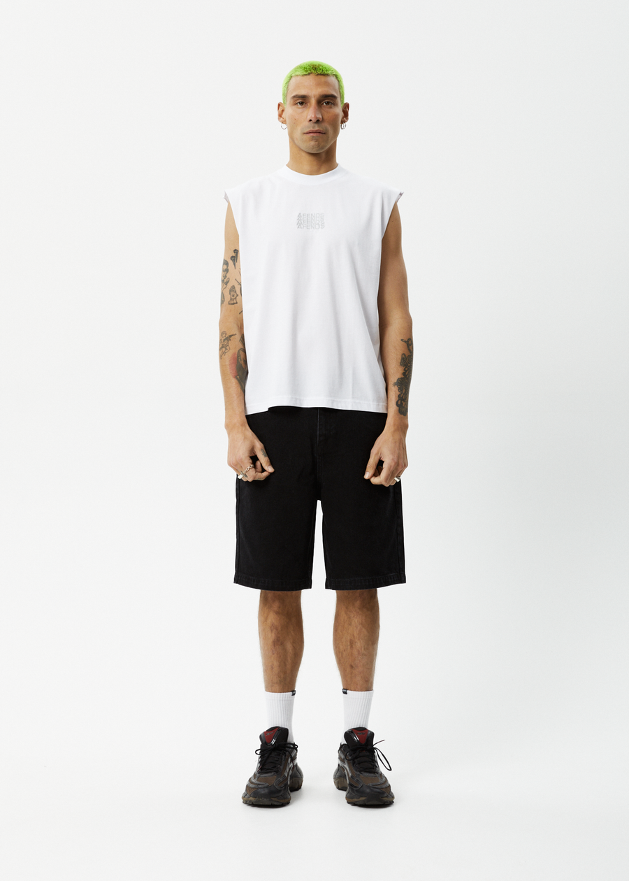 AFENDS Mens Limits - Graphic Sleeveless Tee - White