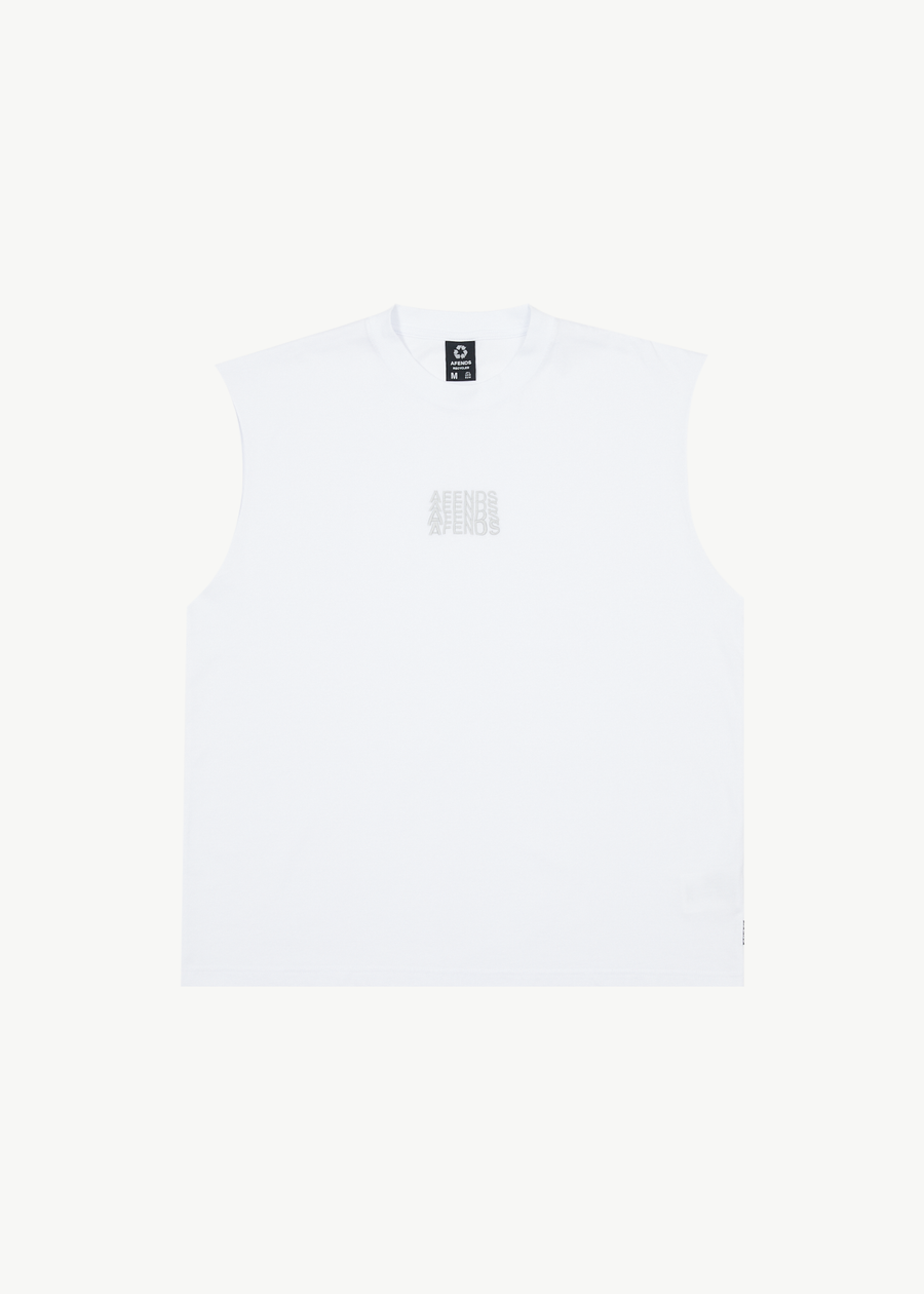 AFENDS Mens Limits - Graphic Sleeveless Tee - White