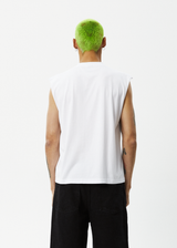 AFENDS Mens Limits - Graphic Sleeveless Tee - White - Afends mens limits   graphic sleeveless tee   white