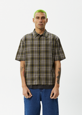 AFENDS Mens Check Out - Short Sleeve Shirt - Military Check - Afends mens check out   short sleeve shirt   military check 