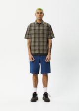 AFENDS Mens Check Out - Short Sleeve Shirt - Military Check - Afends mens check out   short sleeve shirt   military check 