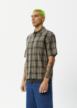 AFENDS Mens Check Out - Short Sleeve Shirt - Military Check - Afends mens check out   short sleeve shirt   military check 