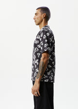 AFENDS Mens Hibiscus - Cuban Shirt - Black - Afends mens hibiscus   cuban shirt   black 