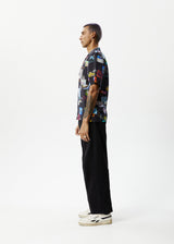AFENDS Mens Under Pressure - Cuban Shirt - Black - Afends mens under pressure   cuban shirt   black 