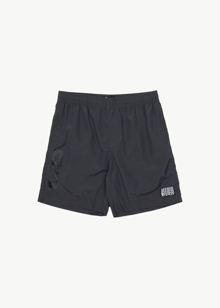 Afends Mens Collage -  Swim Short 18" - Charcoal - Streetwear - Sustainable Fashion