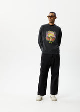 AFENDS Mens Holiday - Crew Neck Jumper - Stone Black - Afends mens holiday   crew neck jumper   stone black