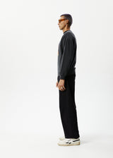 AFENDS Mens Holiday - Crew Neck Jumper - Stone Black - Afends mens holiday   crew neck jumper   stone black