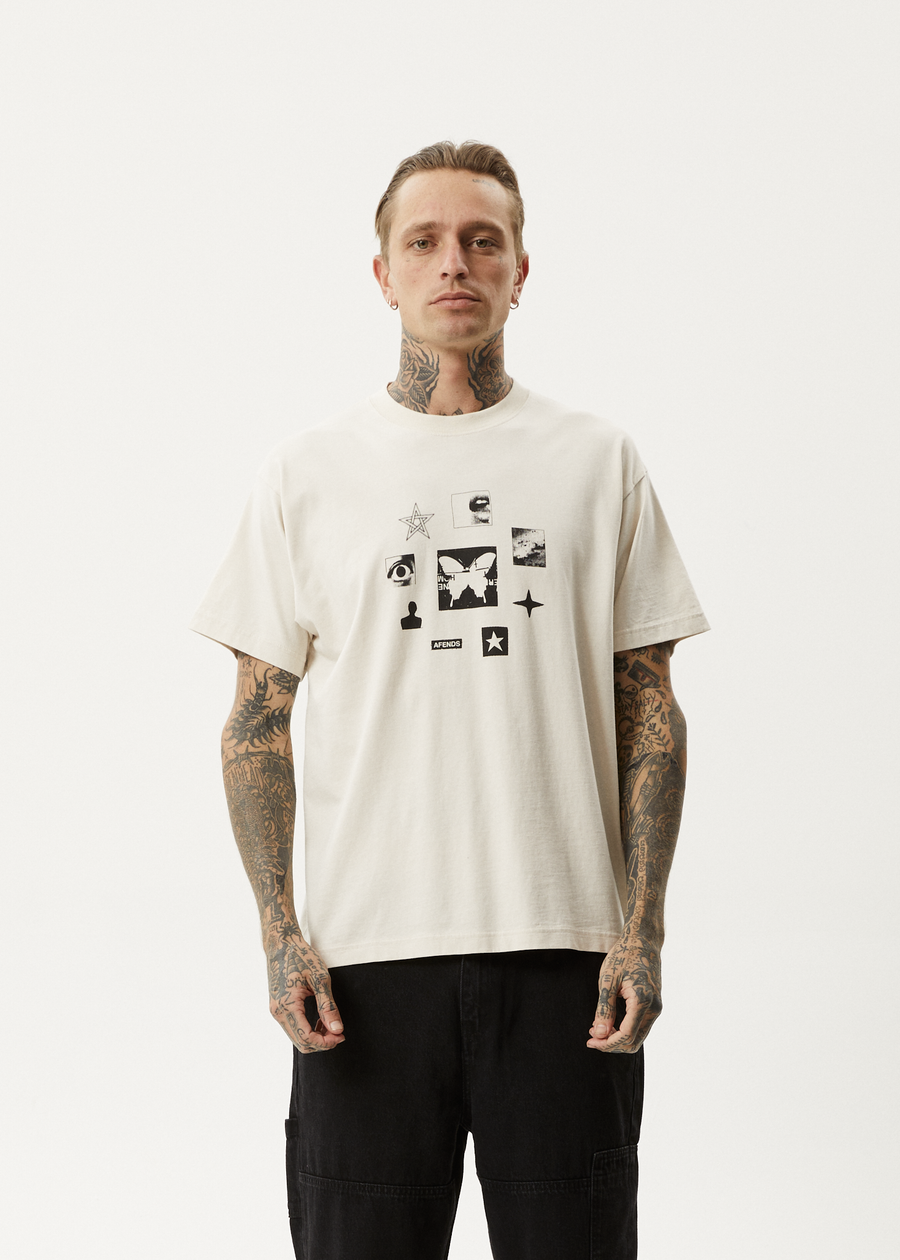 AFENDS Mens Disorder - Boxy Tee - Moonbeam