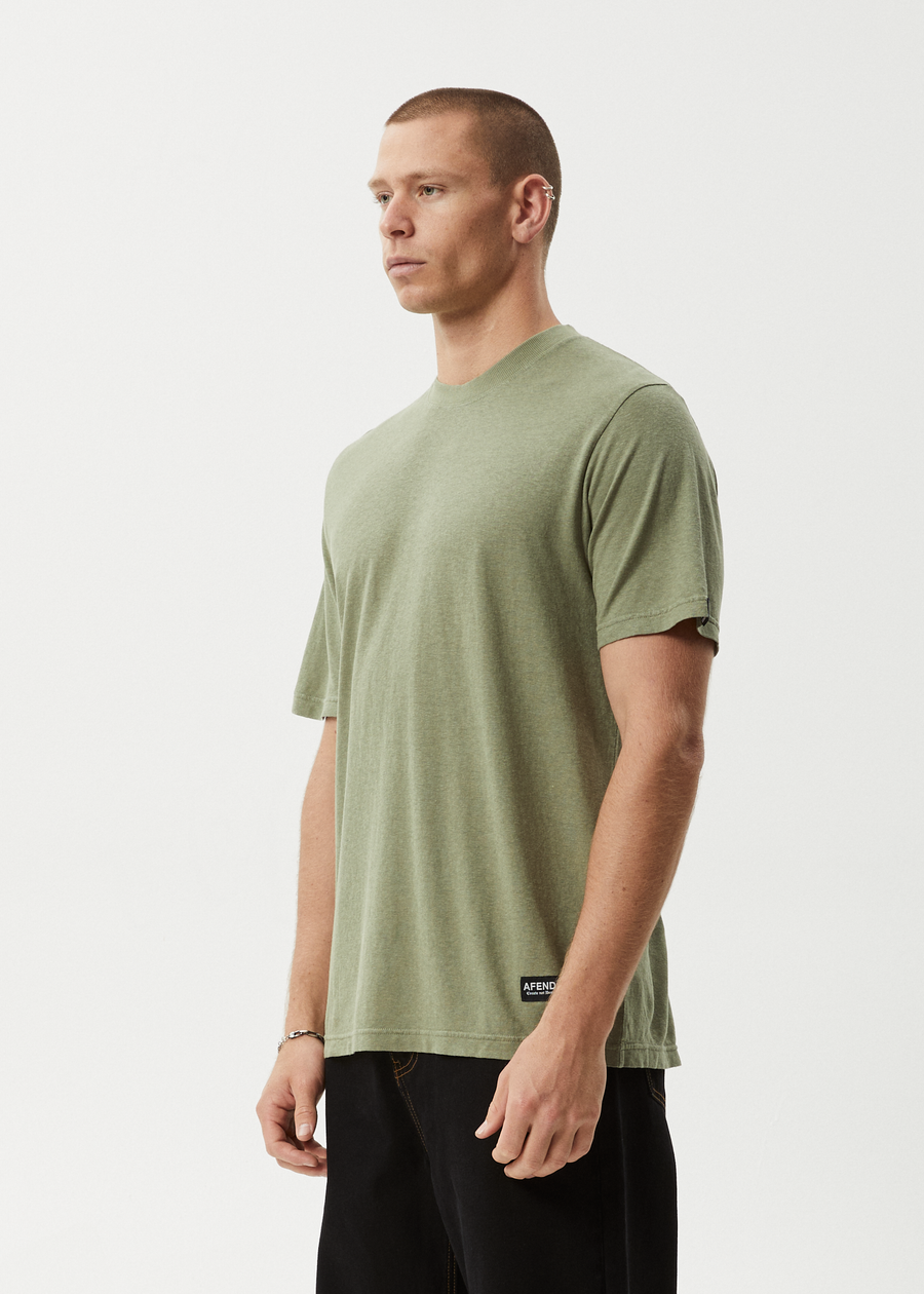 AFENDS Mens Classic - Retro Tee - Oil Green
