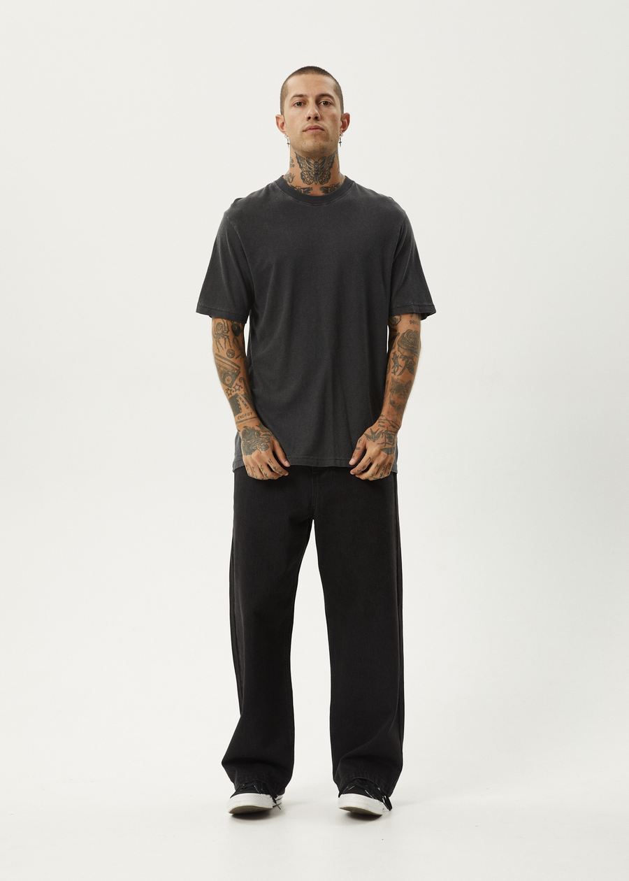 AFENDS Mens Classic - Retro Tee - Stone Black