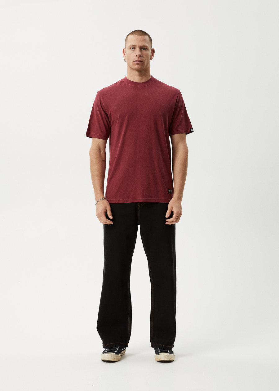 AFENDS Mens Classic - Retro Tee - Washed Burgundy