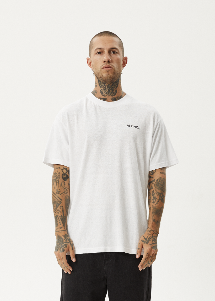 AFENDS Mens Staple - Boxy Tee - White / Black