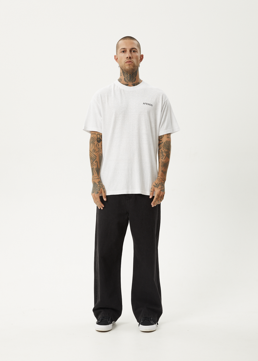 AFENDS Mens Staple - Boxy Tee - White / Black