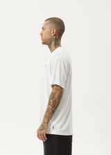 AFENDS Mens Staple - Boxy Tee - White / Black - Afends mens staple   boxy tee   white / black