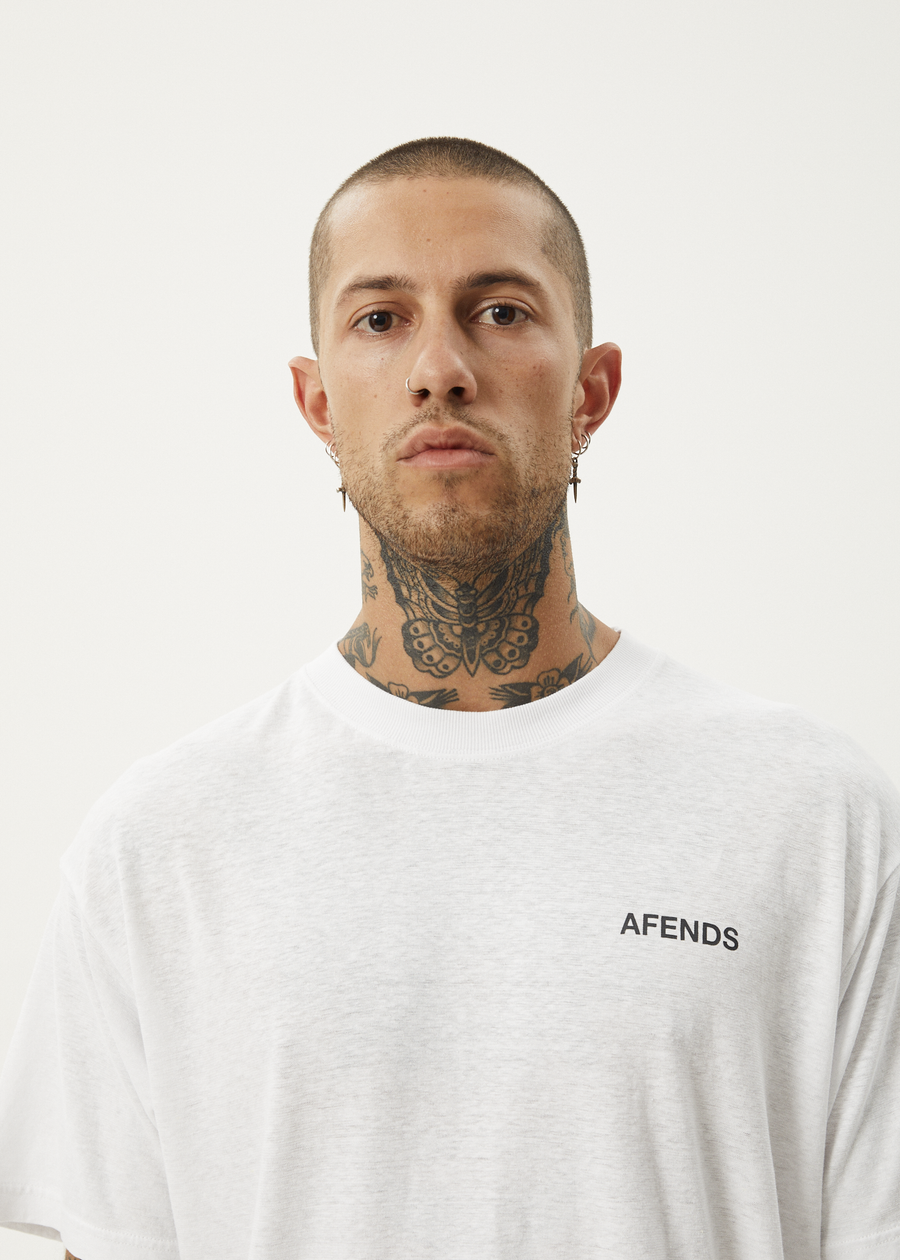 AFENDS Mens Staple - Boxy Tee - White / Black