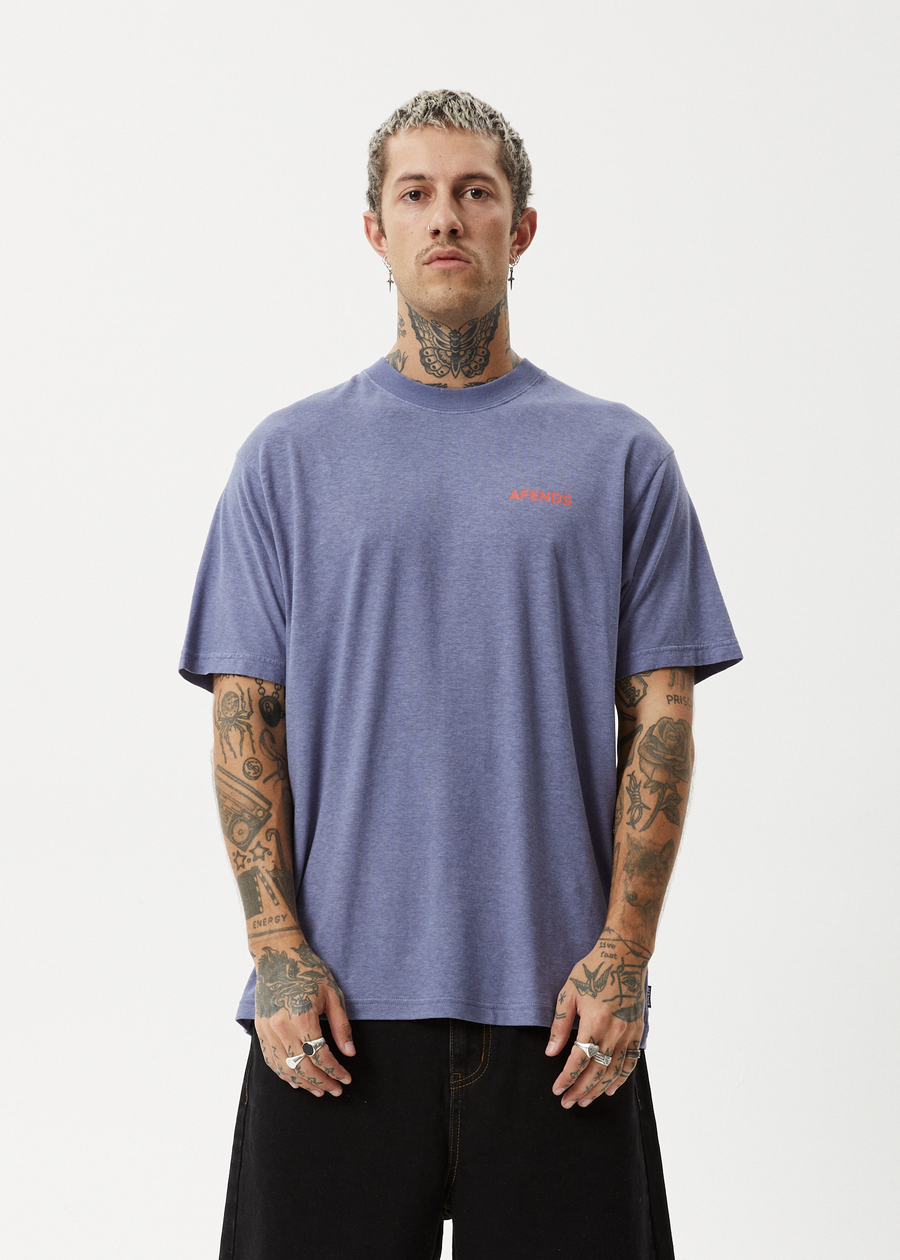 AFENDS Mens Staple - Boxy Tee - Washed Marlin