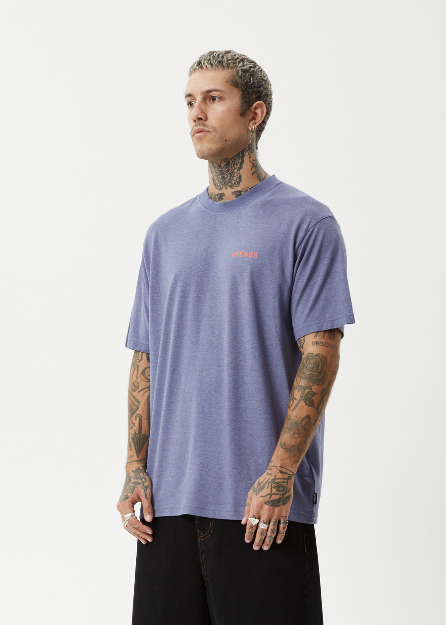 AFENDS Mens Staple - Boxy Tee - Washed Marlin