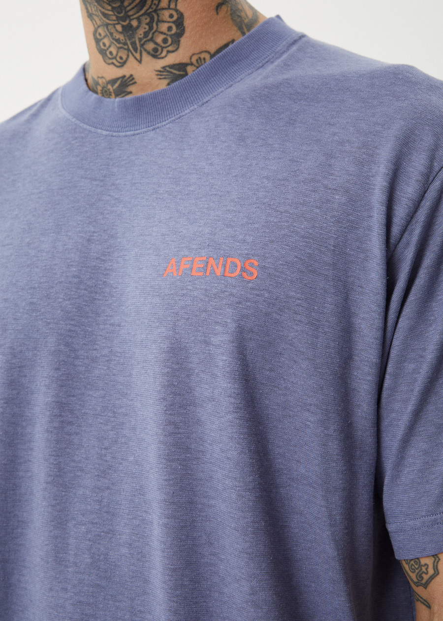 AFENDS Mens Staple - Boxy Tee - Washed Marlin