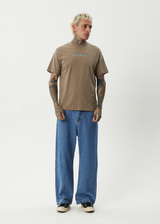 AFENDS Mens Thrown Out - Retro Tee - Fossil - Afends mens thrown out   retro tee   fossil