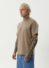 AFENDS Mens Thrown Out - Retro Tee - Fossil - Afends mens thrown out   retro tee   fossil