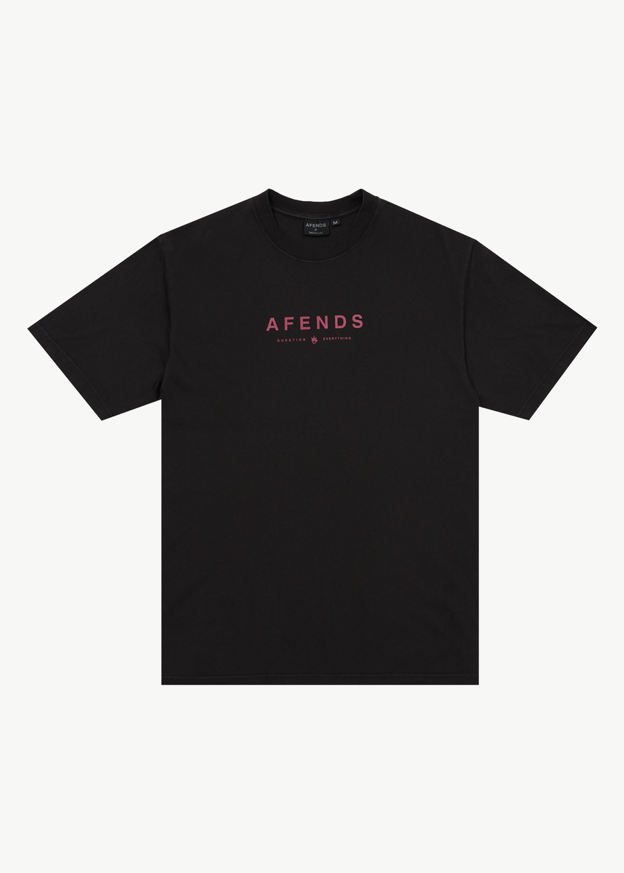 AFENDS Mens Thrown Out - Retro Tee - Stone Black