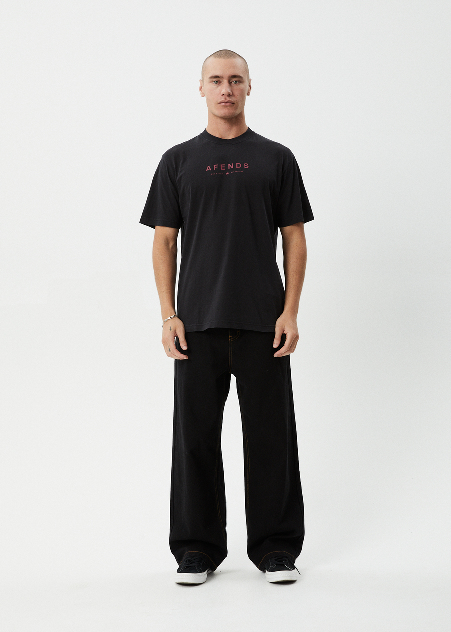 AFENDS Mens Thrown Out - Retro Tee - Stone Black