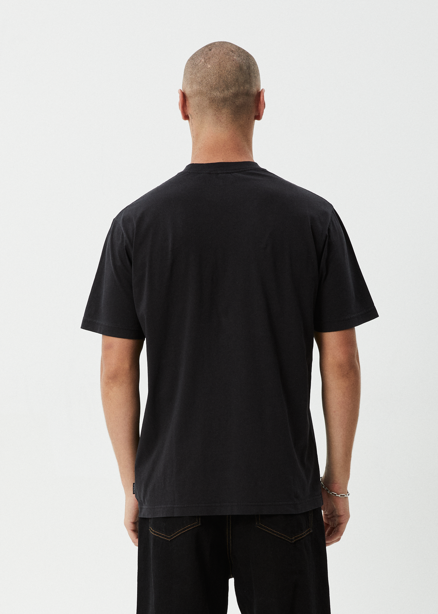 AFENDS Mens Thrown Out - Retro Tee - Stone Black