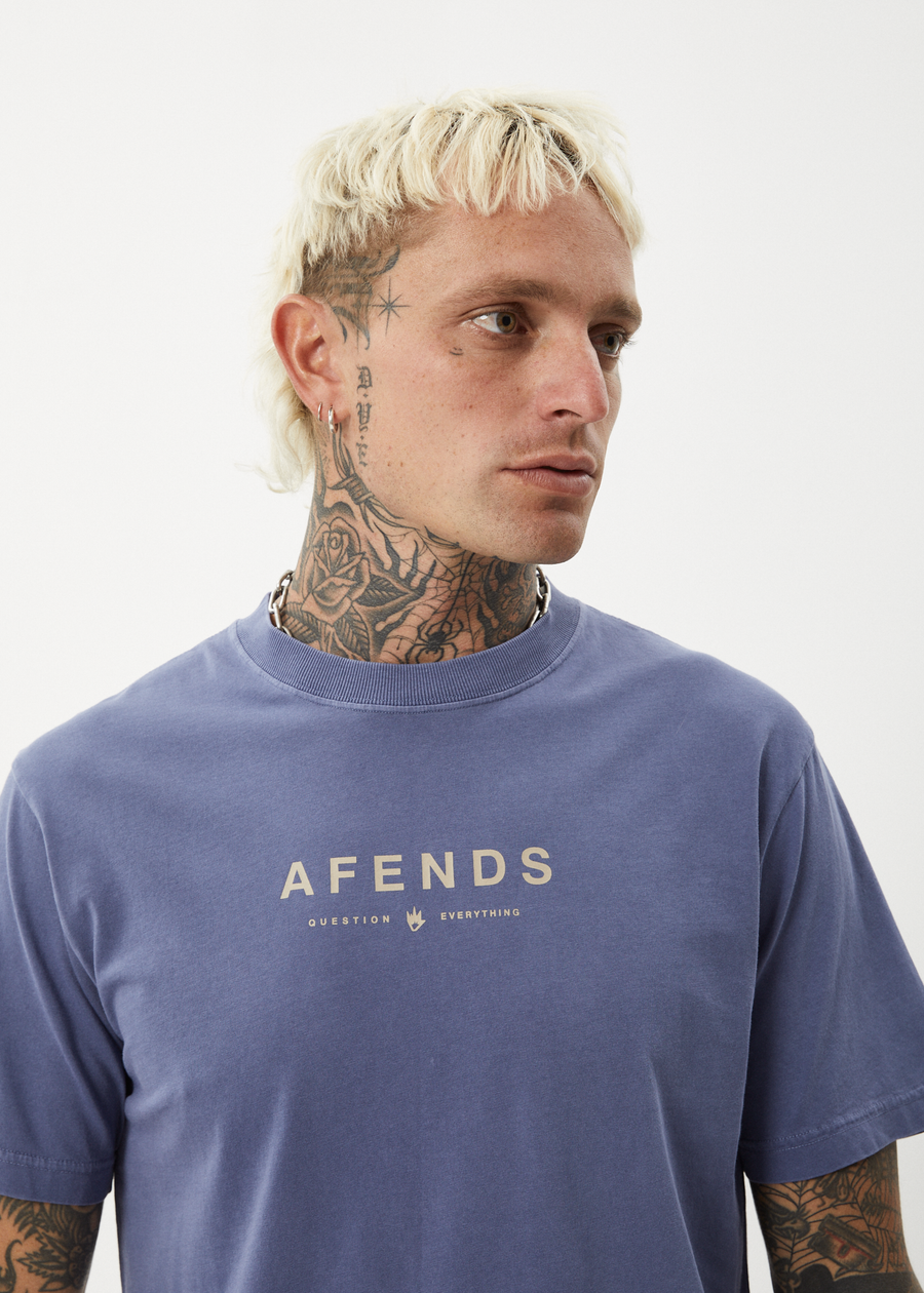 AFENDS Mens Thrown Out - Retro Tee - Washed Marlin