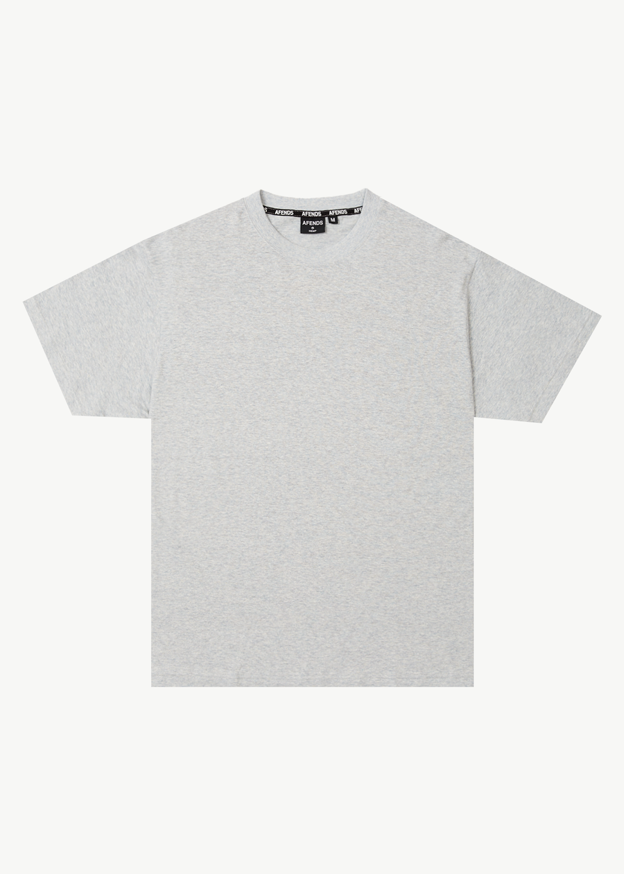 AFENDS Mens Foundation - Boxy Tee - Shadow Grey Marle