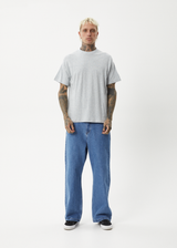 AFENDS Mens Foundation - Boxy Tee - Shadow Grey Marle - Afends mens foundation   boxy tee   shadow grey marle