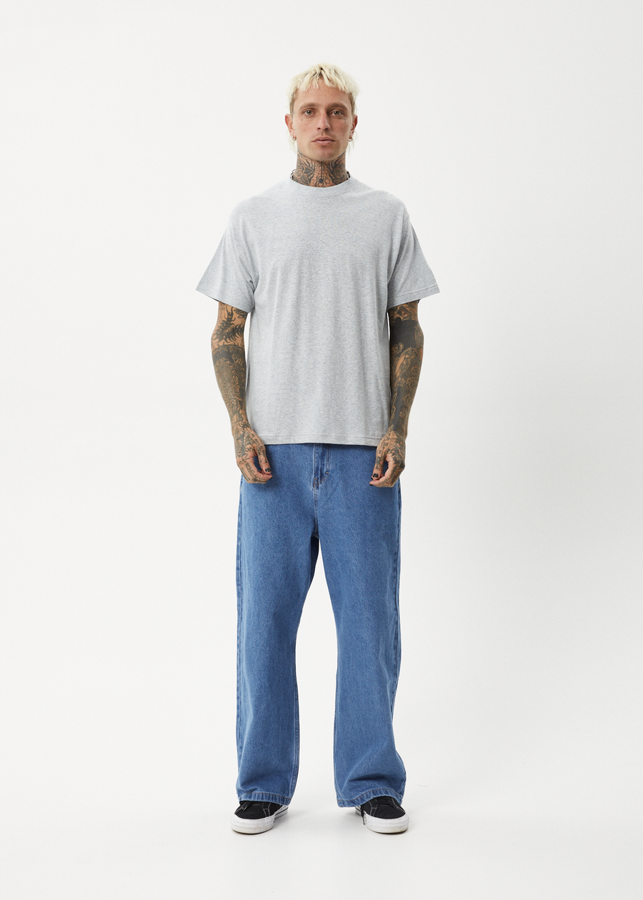 AFENDS Mens Foundation - Boxy Tee - Shadow Grey Marle