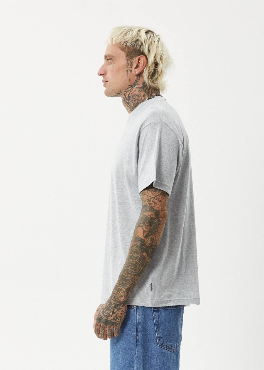AFENDS Mens Foundation - Boxy Tee - Shadow Grey Marle