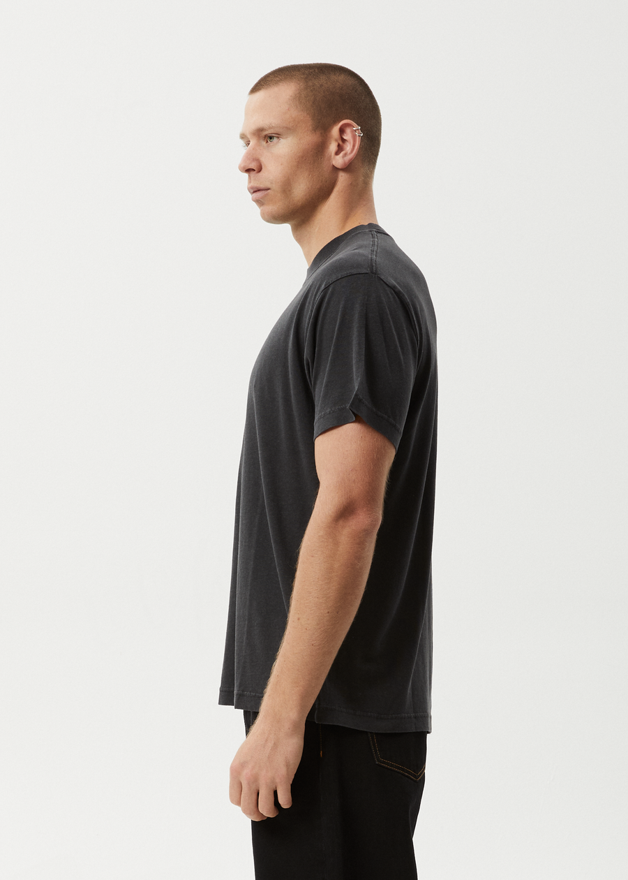 AFENDS Mens Foundation - Boxy Tee - Stone Black