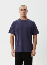 AFENDS Mens Foundation - Boxy Tee - Washed Deep Sea - Afends mens foundation   boxy tee   washed deep sea