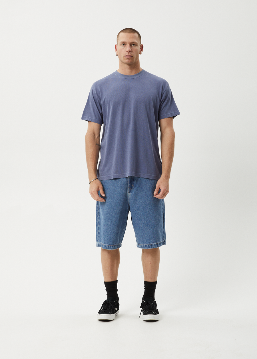 AFENDS Mens Foundation - Boxy Tee - Washed Marlin
