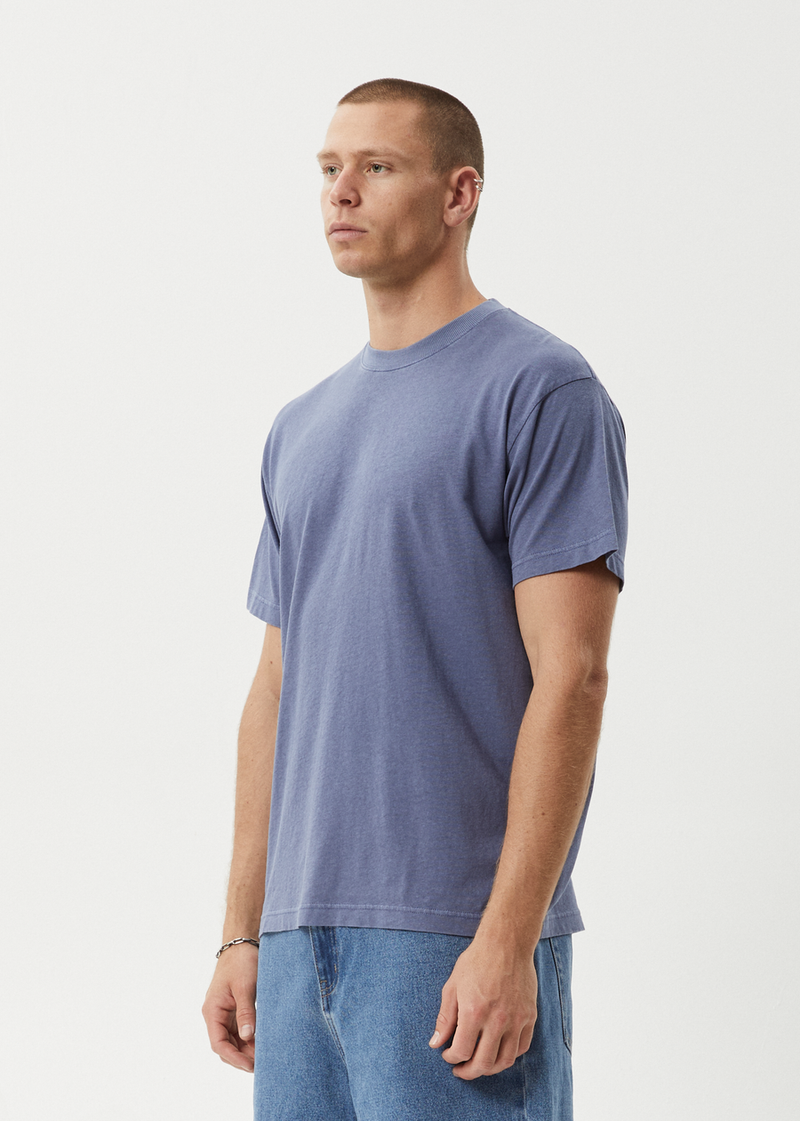 AFENDS Mens Foundation - Boxy Tee - Washed Marlin