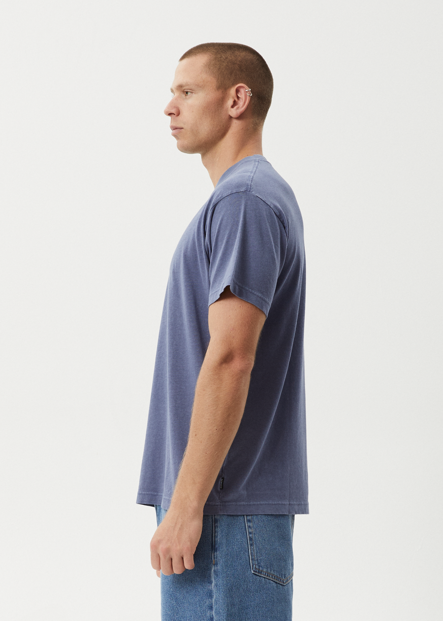 AFENDS Mens Foundation - Boxy Tee - Washed Marlin