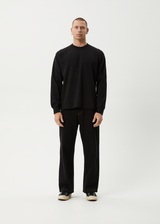 AFENDS Mens Genesis - Boxy Long Sleeve Tee - Black - Afends mens genesis   boxy long sleeve tee   black